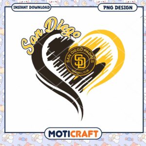 San Diego Padres Heart Design PNG Instant Download