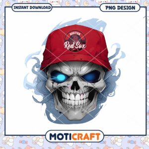 Red Sox Skull PNG Design Instant Download
