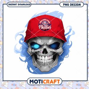 Philadelphia Phillies Skull PNG Instant Download Design