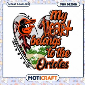 Orioles Heart PNG Sublimation