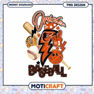 Oriole Baseball Design PNG Instant Download Art Print