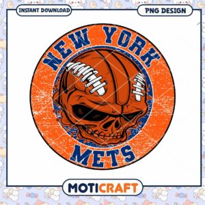 NY Mets Skull Football PNG
