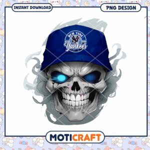 New York Yankees Skull PNG Design for Instant Download