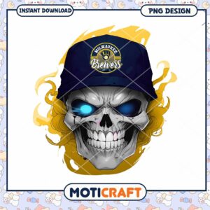 Milwaukee Brewers Skull Hat PNG Instant Download Design