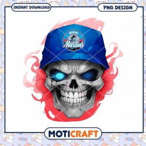 Miami Marlins Skull PNG Design