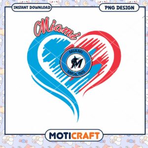 Miami Marlins Heart PNG Design