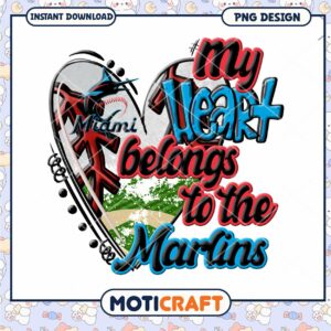 Miami Marlins Heart PNG Sublimation