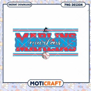 Miami Marlins Baseball Team PNG Design Instant Download