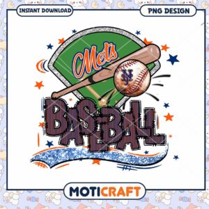 Mets Baseball PNG Design Instant Download for Fans