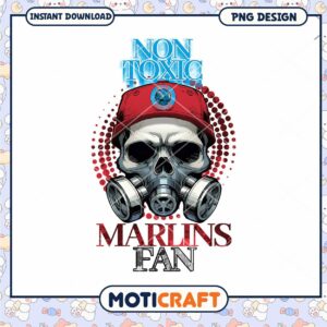 Marlins Fan Skull PNG Design