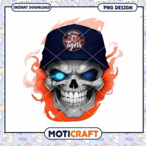 Detroit Tigers Skull PNG Design