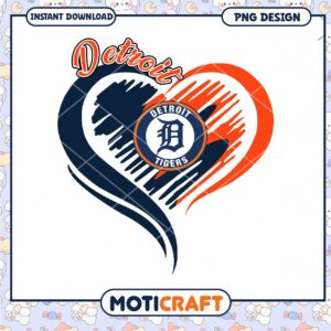 Detroit Tigers Heart Design PNG Instant Download Artwork