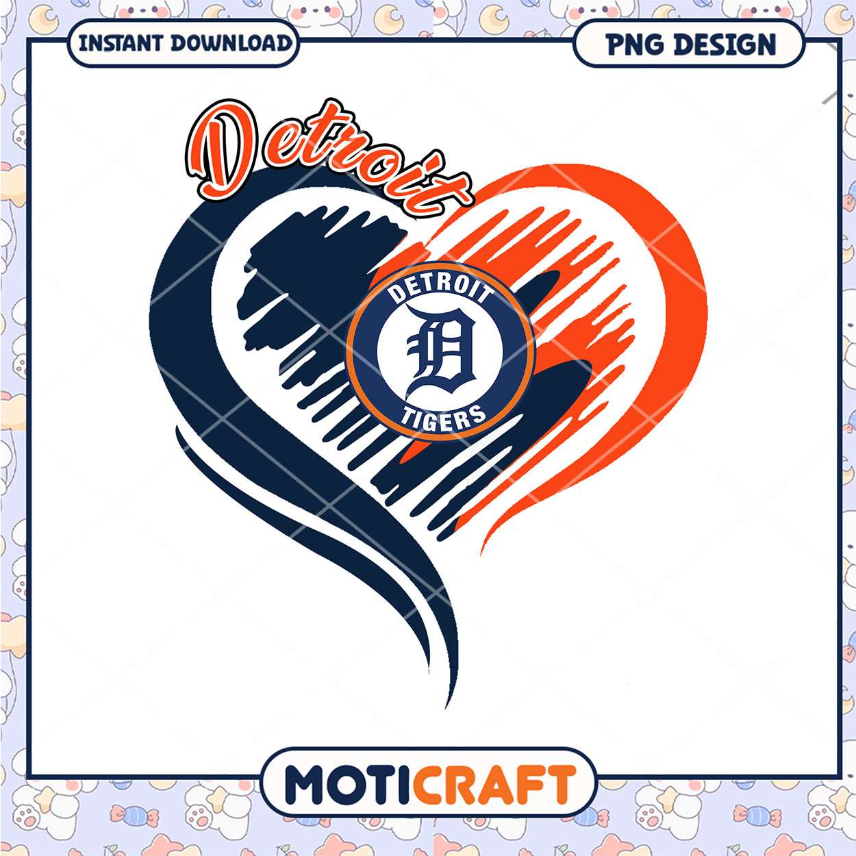 Detroit Tigers Heart Design PNG Instant Download Artwork Detroit Tigers Heart Design PNG Instant Download Artwork