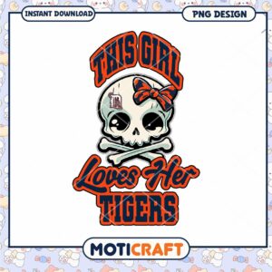 Cute Skull Tigers Girl PNG