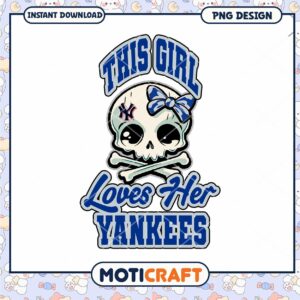 Cute Skull Yankees Girl PNG