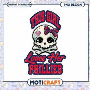 Cute Skull Phillies Girl PNG