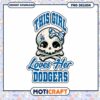 Cute Skull Girl Loves Dodgers PNG