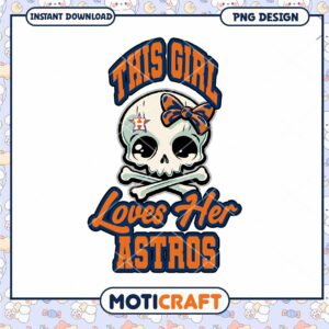 Cute Skull Astros Girl PNG