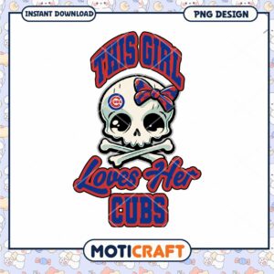 Cubs Girl Skull PNG Design