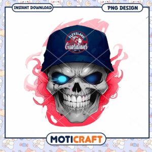 Cleveland Guardians Skull Art PNG Instant Download Design