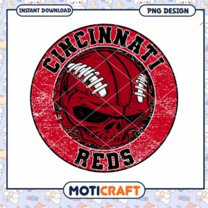 Cincinnati Reds Skull Football PNG Design Instant Download