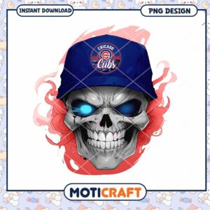 Chicago Cubs Skull PNG Art Instant Download Design