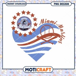 Miami Marlins Baseball Heart PNG