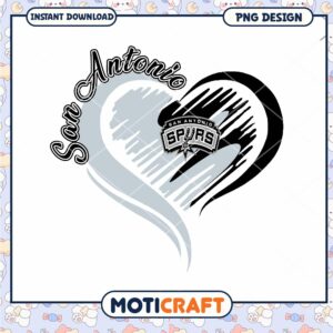 San Antonio Spurs Heart Design PNG Instant Download Art