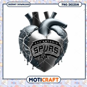 San Antonio Spurs Heart PNG Design for Instant Download