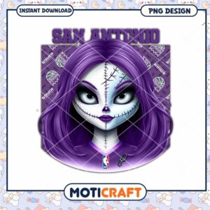 San Antonio NBA Themed Halloween Girl PNG Design Download