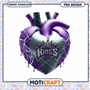 Sacramento Kings Heart PNG Design for Instant Download