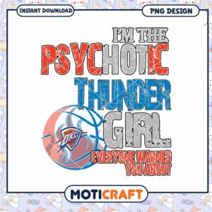Psychotic Thunder Girl Basketball PNG Design Instant Download