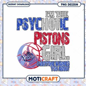 Psycho Pistons Girl PNG Design Instant Download Craft Art