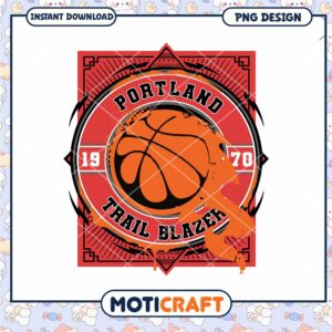 Portland Trail Blazers Retro Basketball PNG Clipart Design