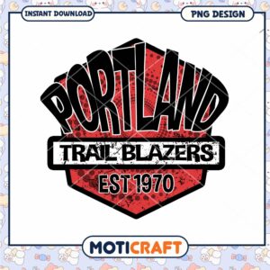 Portland Trail Blazers Retro Design PNG Instant Download
