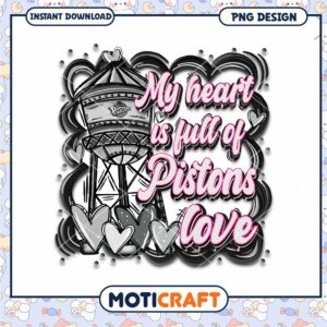 Pistons Love Heart Design for Instant Download PNG Art