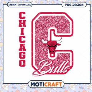 Pink Glitter Chicago Bulls PNG Design