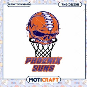 Phoenix Suns Skull Basketball PNG Design Instant Download