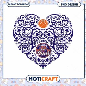 Phoenix Suns Heart PNG Design Instant Download