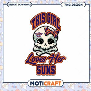 Phoenix Suns Girl Skull PNG Design
