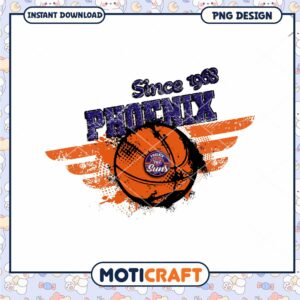 Phoenix Suns Basketball PNG Design Instant Download 1968