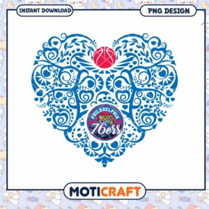 Philly 76ers Heart PNG Design Instant Download