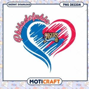 Philadelphia 76ers Heart Design PNG Instant Download Art