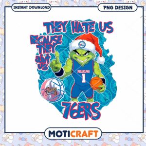 Philadelphia 76ers Grinch Christmas PNG Design Download