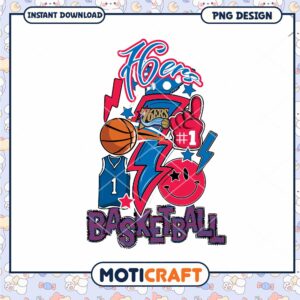Philadelphia 76ers Basketball Art Design PNG Downloadable