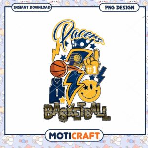 Pacers Basketball PNG Design Fun Instant Download Art
