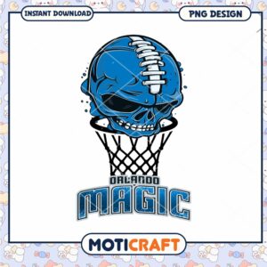 Orlando Magic Skull Basketball PNG Design Instant Download