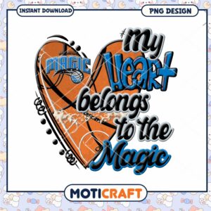 Orlando Magic Heart PNG Sublimation Design