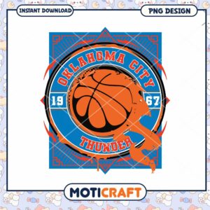Oklahoma City Thunder Basketball PNG Design Instant Download