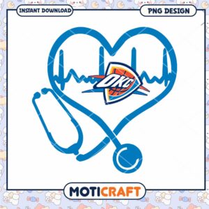 OKC Thunder Heartbeat Design PNG Instant Download Art